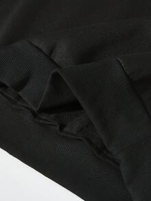 Manfinity 男士標語和卡通圖案落肩運動衫 - 黑色 - 查看 6