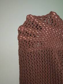 SHEIN ICON Plus Mock Neck Crop Knit Top Without Bra - Brown - View 6