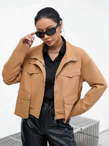 Aveloria Chaqueta con hombros caídos y bolsillo con solapa