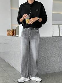 DAZY 男士字母拼接细节 Polo 衫商务装