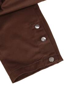 Manfinity EMRG Pantalones De Carga Para Hombres Con Bolsillos De Solapa Y Cintura Con Cordón Lateral De Ajuste Holgado - Café integral - Ver 4