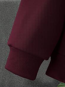 Manfinity Hypemode Nam Lỏng lẻo phù hợp Hoodie Với In Khẩu hiệu , Túi kangaroo Và Dây rút Khép kín - Màu Đỏ Sâu - Xem 4