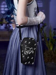 Corpse Bride | ROMWE Mini Novelty Bag Dark Figure & Butterfly Pattern For Work - Black - View 5