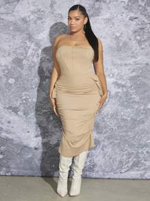 SHEIN SXY Große Größe Tube figurbetontes Kleid mit geraffter Seite,