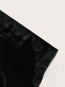 SHEIN ICON Lace lên phía trước tay áo lá sen Áo phông Crop - màu đen - Xem 9
