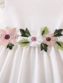 SHEIN 女小童貼花荷葉邊洋裝 - 白色 - 查看 5