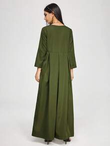 SHEIN Unity Solid Hidden Pocket Maxi Dress - Army Green - View 2
