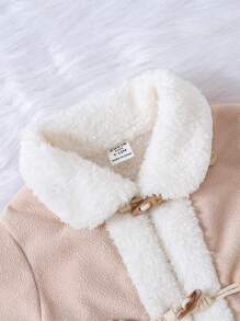 Baby Girl Brog Collar Button Front Coat - Khaki - View 5