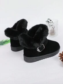 毛茸茸孩子們的雪地靴 - 黑色 - 查看 5