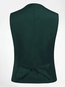 CLOUDSTYLE Men Plus Solid Blazer & Vest Blazer & Pants Suit Set - Dark Green - View 5