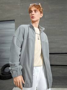 Manfinity Hypemode Oversized Men's Zip Up Drop Shoulder Jacket - Grey - View 5