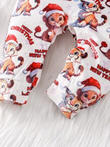 Fille Bébé Combinaison Imprimé Noël À Capuche
