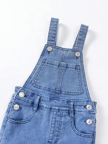Young Boy Ripped Frayed Denim Overall Jumpsuit - Medium Wash - View 3