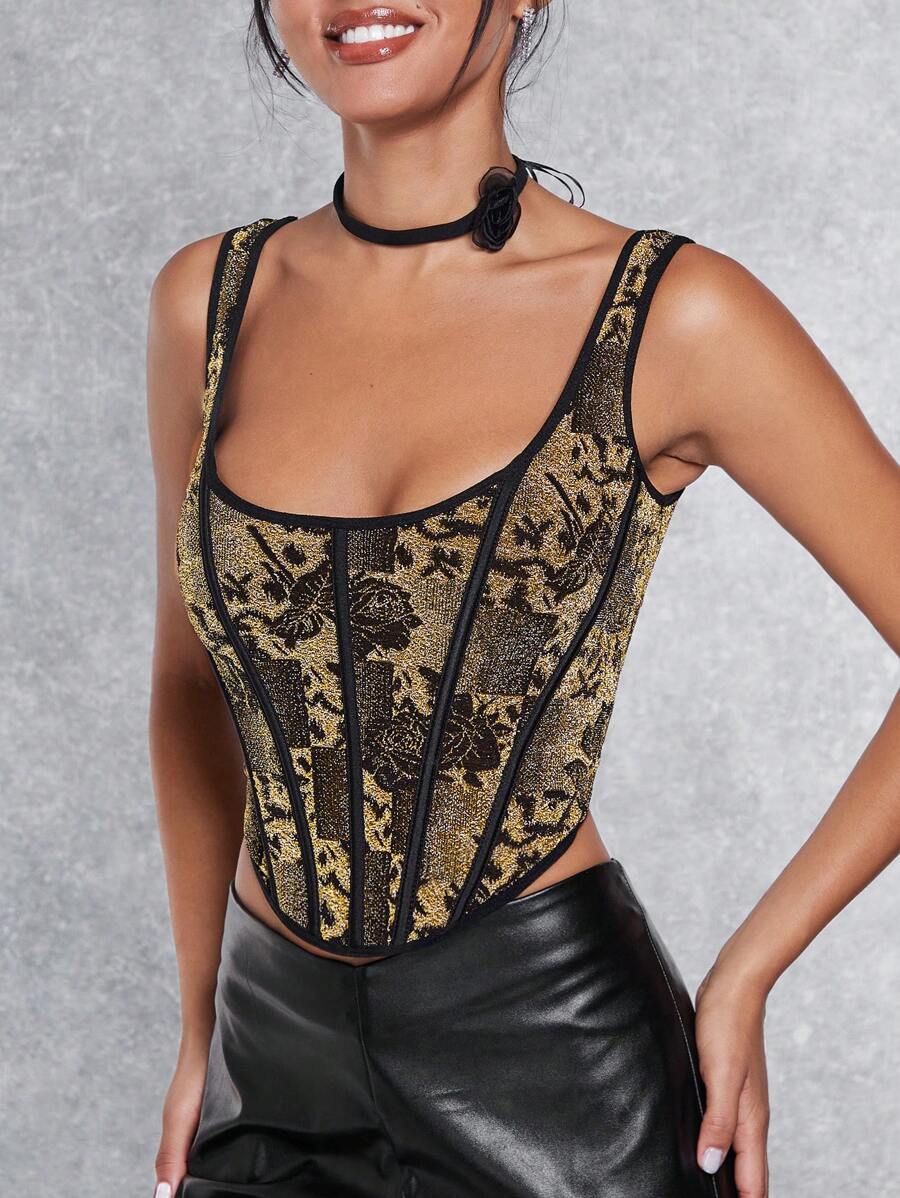 SHEIN BAE Floral Print Asymmetrical Hem Top - Multicolor - View 1