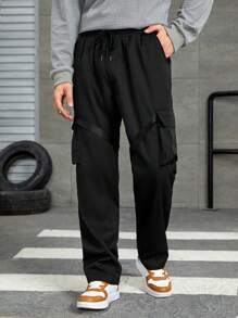 Manfinity EMRG Men Flap Pocket Side Cargo Pants - Black - View 4