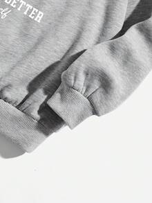 青少年女孩休闲简约卡通图案卫衣，适合秋冬季 - 灰色 - 查看 4