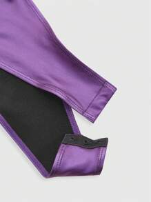 SHEIN ICON Buckle Front PU Leather Cami Bodysuit - Purple - View 4