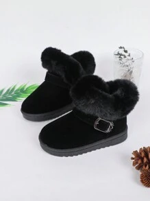 毛茸茸孩子們的雪地靴 - 黑色 - 查看 4