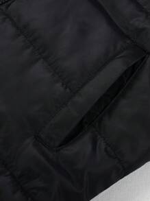 Tween Boy Solid Color Sleeveless Stand Collar Vest Jacket, Spring/Autumn - Navy Blue - View 3