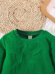 SHEIN Young Boy Dinosaur Embossed Sweatshirt & Sweatpants - Green - View 6