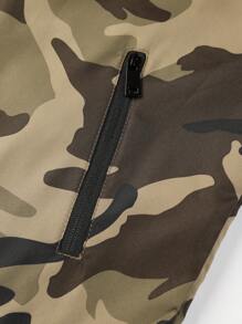 Manfinity Sport Streetwear 男友风男士休闲迷彩印花长袖拉链抽绳连帽运动夹克健身慢跑上衣健身上衣秋季透气运动夹克