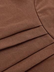 SHEIN MOD Áo ống có viền dây rút phía trước - Màu nâu  Mocha - Xem 3