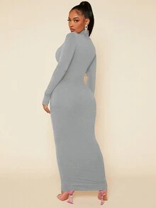 SHEIN SXY 素色緊身洋裝 - 淺灰色 - 查看 2