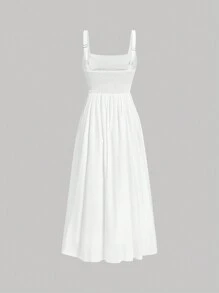 SHEIN MOD Solid Ruched Cami Dress - White - View 2