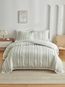 3入組波西米亞風格滌綸枕套&被子套套裝帶&流蘇,合適的適用於四季