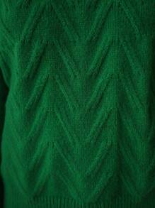 SHEIN Frenchy 素色高領套頭毛衣 - 綠色 - 查看 4