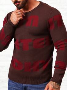 Manfinity Homme Men Letter Pattern Sweater - Multicolor - View 3