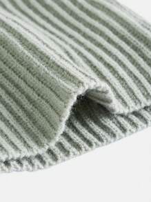 Teen Girl Drop Shoulder Ribbed Knit Sweater - Mint Green - View 3