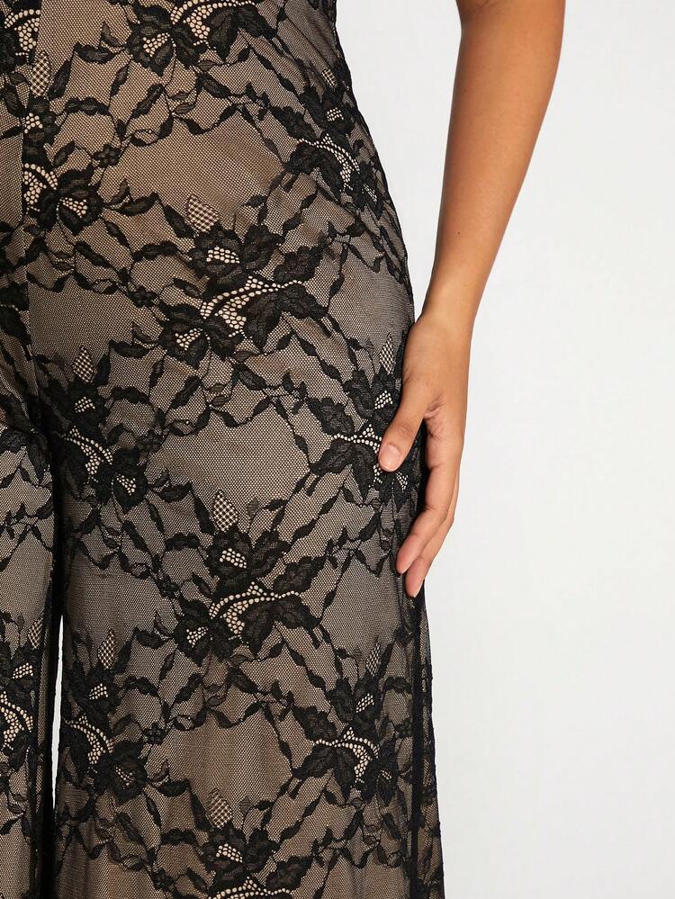 Plus Size Lace Wide Leg Jumpsuit