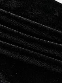 SHEIN ICON Lace lên phía trước tay áo lá sen Áo phông Crop - màu đen - Xem 8