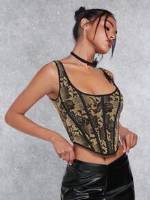 SHEIN BAE Floral Print Asymmetrical Hem Top - Multicolor - View 6