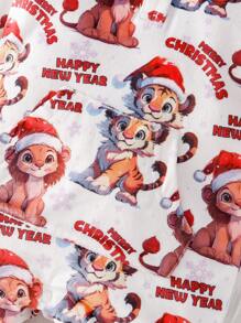 Fille Bébé Combinaison Imprimé Noël À Capuche