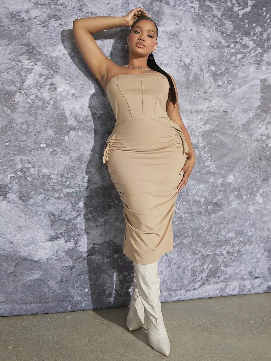 SHEIN SXY Große Größe Tube figurbetontes Kleid mit geraffter Seite,