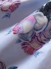 女嬰印花彼得潘領喇叭袖洋裝