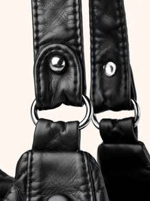 ROMWE Grunge Punk Medium Shoulder Bag Punk Minimalist Zipper For Work, School , Goth - Black - View 6