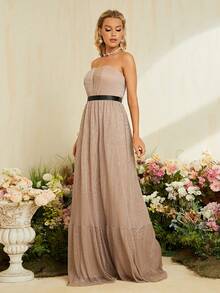 Xù Hoa Sen Long lanh Đầm vũ hội - Hồng - Xem 5