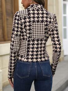 Chiquease 千鳥格印花青果領開門襟西裝外套