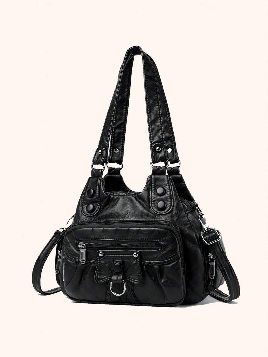 ROMWE Grunge Punk Medium Shoulder Bag Punk Minimalist Zipper For Work