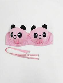 Cartoon Graphic Cartoon Graphic Underwire Bralette - Pink - View 4