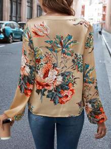 SHEIN Clasi 印花燈籠袖上衣 - 彩色 - 查看 2