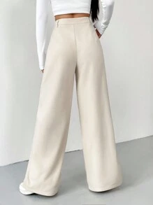 Muchica 高腰闊腿褲 - 米色 - 查看 2