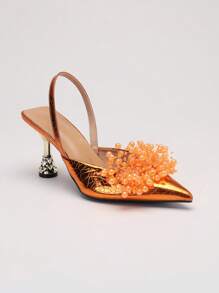 Fall/Winter 2025 Women's High Heel Shoes,Elegant,Women Pumps,Party Outfits,Pointed Heels - Burnt Orange - View 4