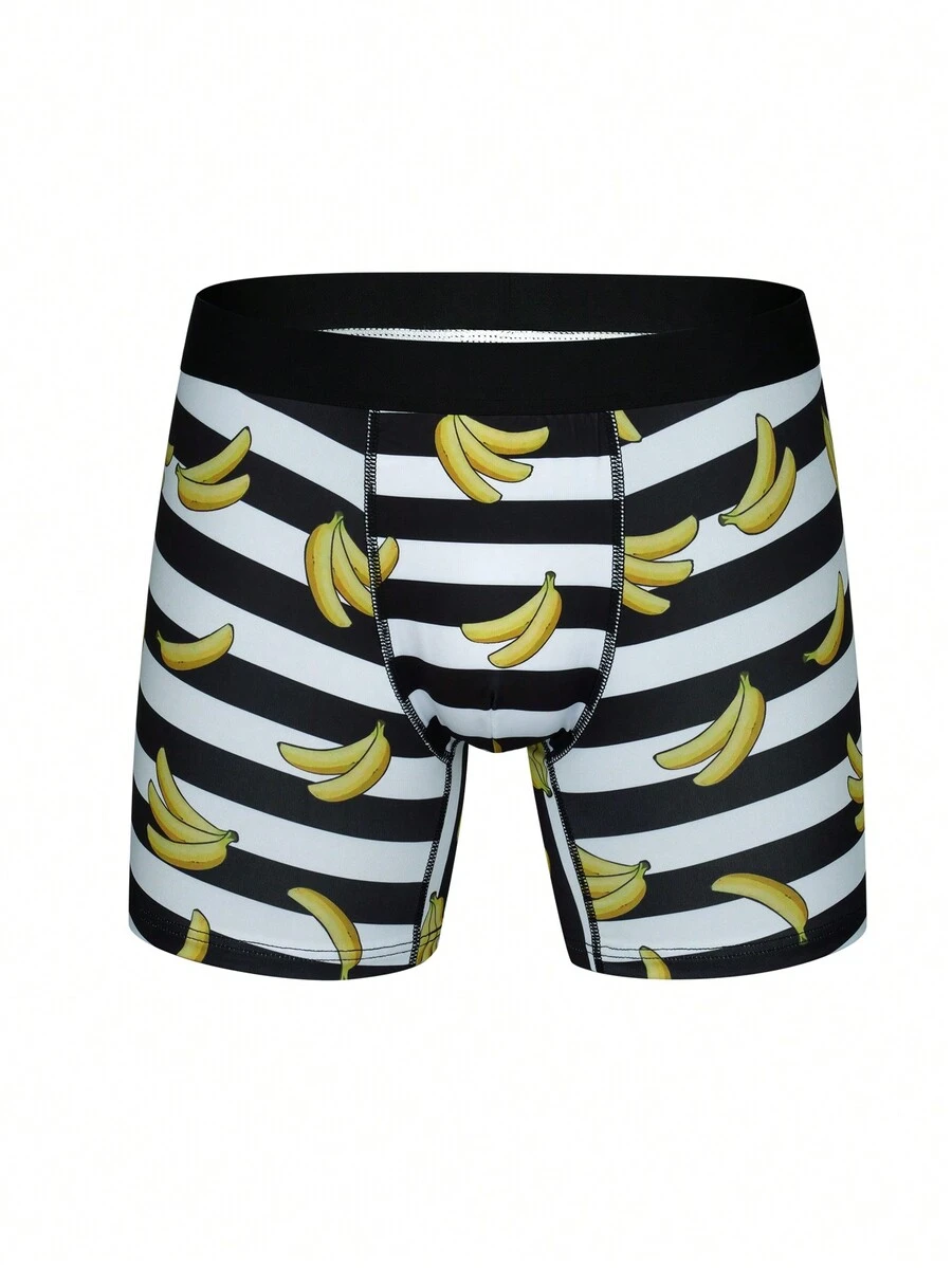 Mężczyźni W paski & Bananowy nadruk Bokserki - Wielokolorowe - Zobacz 1