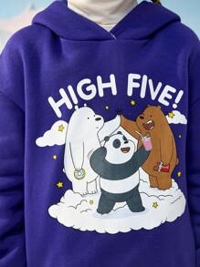 We Bare Bears X SHEIN 女大童卡通圖案連帽衫