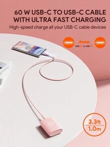 JMMO Type-C 型电缆，尼龙 USB Type-C 至 USB Type-C 型充电器线，尼龙编织线超耐用 3.3 英尺/1 米圣诞礼物，秋冬必备品 - 紫色 - 查看 3