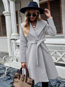 SHEIN LUNE Khăn quàng Thắt lưng Áo khoác - Xám - Xem 1